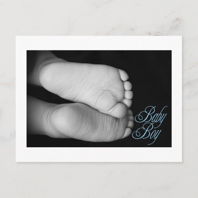 Niedlich Baby Feet Blue Baby Ankündigungspostkarte (Vorderseite)