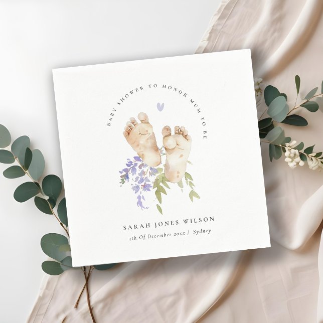 Niedlich Baby Feet Blue Floral Boy Babydusche Serviette (Von Creator hochgeladen)