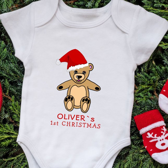 Niedlich Baby First Christmas Teddy Bear Weihnacht Baby Strampler (Von Creator hochgeladen)
