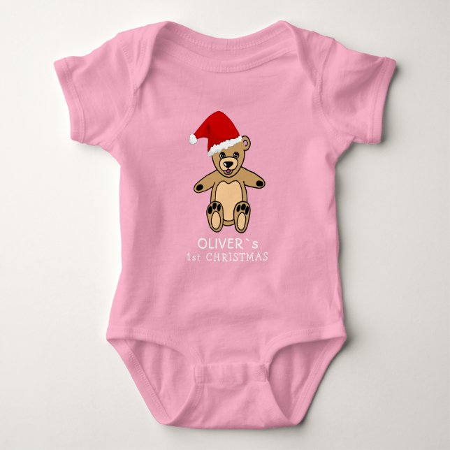 Niedlich Baby First Christmas Teddy Bear Weihnacht Strampler (Vorderseite)