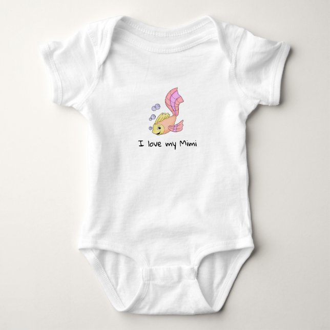 Niedlich Baby Fish I Liebe meine Mimi Baby Strampler (Vorderseite)