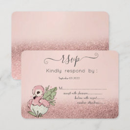 Niedlich Baby Flamingo Rose Gold Glitzer UAWG Einladung