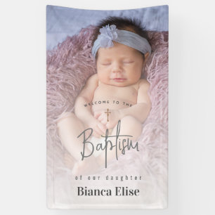 Niedlich Baby Foto Taufe Begrüßungszeichen Banner