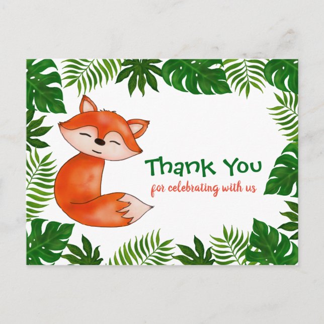 Niedlich Baby Fox | Babydusche | Vielen Dank Postkarte (Vorderseite)