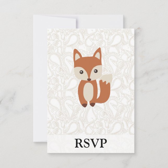 Niedlich Baby Fox RSVP Karte (Vorderseite)