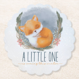 Niedlich Baby Fox Snowly Winter Baby Dusche Untersetzer