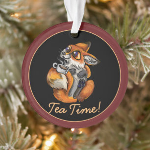Niedlich Baby Fox Tea Time! Ornament