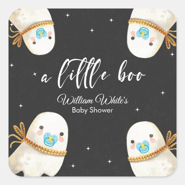 Niedlich Baby Ghost Halloween Herbstdusche Quadratischer Aufkleber (Vorderseite)