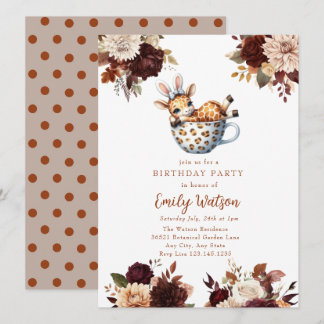 Niedlich Baby Giraffe | Birthday Tee Party Einladung