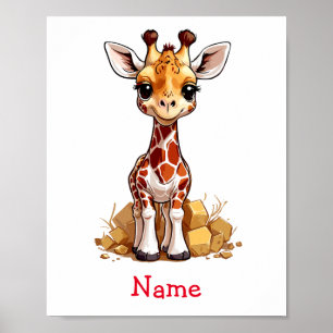 Niedlich Baby Giraffe Individuelle Name Poster