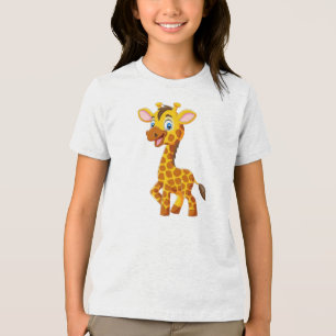 Niedlich Baby Giraffe Lächeln Cartoon-35280 Tri-Blend Shirt