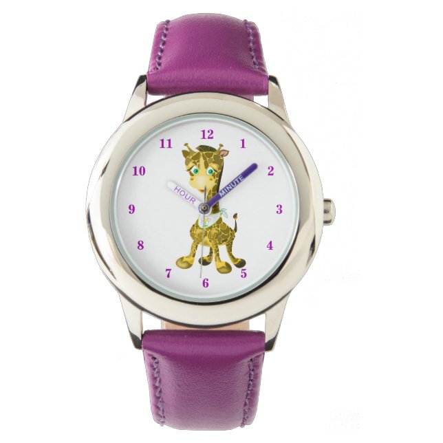 Niedlich Baby Giraffe - Lila Armbanduhr (Vorderseite)
