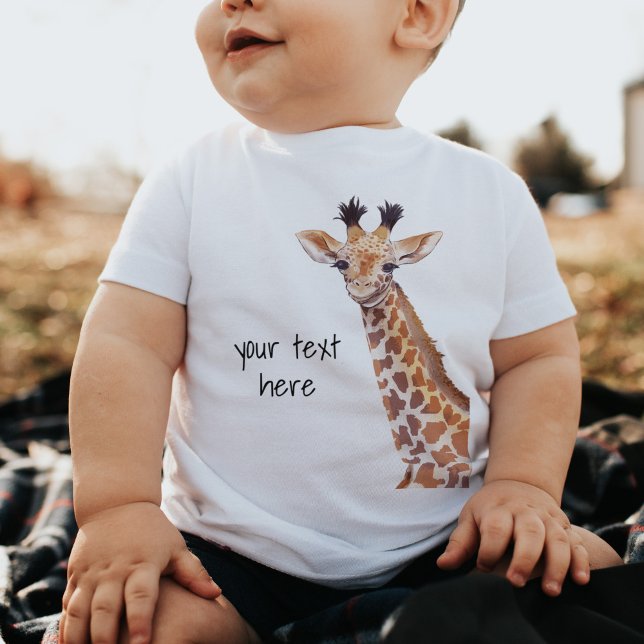 Niedlich Baby Giraffe Personalisiert Baby T-shirt (Von Creator hochgeladen)