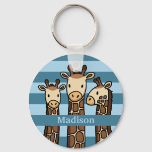 Niedlich Baby Giraffe Trio, Name des Kindes hinzuf Schlüsselanhänger