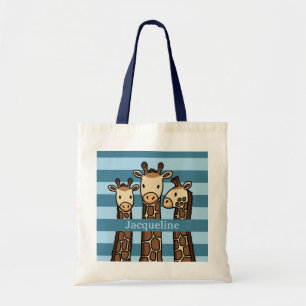 Niedlich Baby Giraffe Trio, Name des Kindes hinzuf Tragetasche