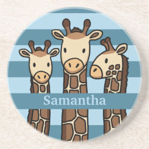 Niedlich Baby Giraffe Trio, Name des Kindes hinzuf Untersetzer