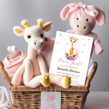 Niedlich Baby Giraffe Watercolor Girl Babydusche