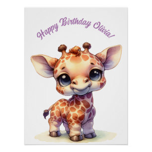 Niedlich Baby Giraffe Whimsical Design Poster