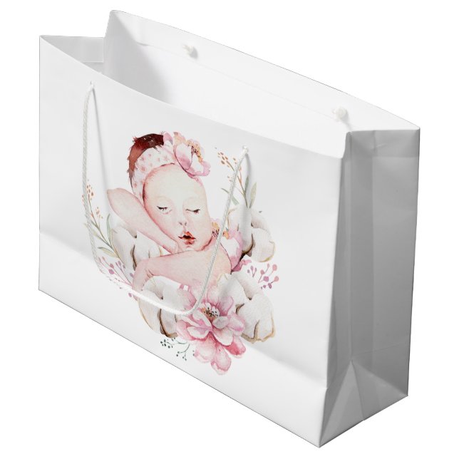 Niedlich Baby Girl Baby Dusche Große Geschenktüte (Vorderseite Schrägansicht)