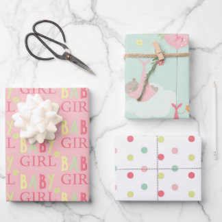 Niedlich Baby Girl Babydusche Mix n Match Geschenkpapier Set