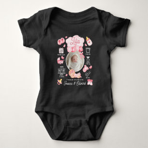 Niedlich Baby Girl Birth Stats Pink Neugeborene Mo Strampler