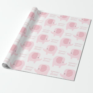 Niedlich Baby Girl Button Elephant Wrapping Paper Geschenkpapier