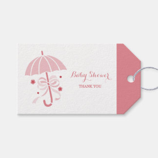 Niedlich Baby Girl Dusche Rosa Regenschirm Danke Geschenkanhänger