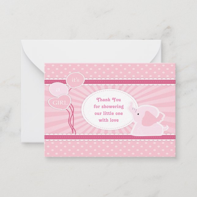 Niedlich Baby Girl Dusche Vielen Dank Karten (Vorderseite)