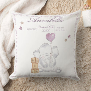 Niedlich Baby Girl Elephant und Balloon Wassercolo Kissen