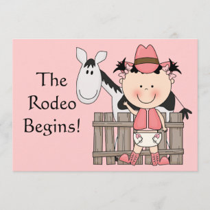 Niedlich Baby Girl & Horse Pony Custom Western Bir Ankündigung