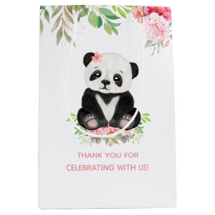 Niedlich Baby Girl Panda Blush Pink Babydusche Mittlere Geschenktüte