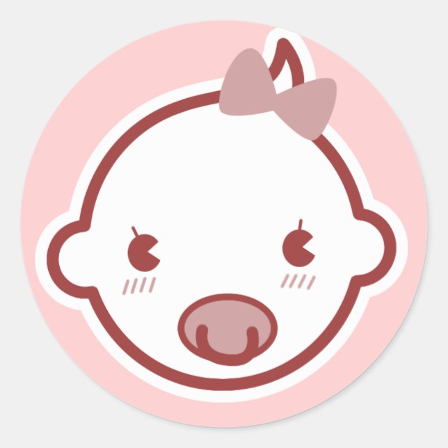 Niedlich Baby Girl Pink Babydusche Runder Aufkleber (Vorderseite)