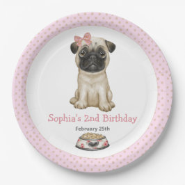 Niedlich Baby Girl Pink Mops Paper Teller