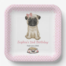 Niedlich Baby Girl Pink Mops Paper Teller