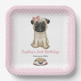 Niedlich Baby Girl Pink Mops Paper Teller