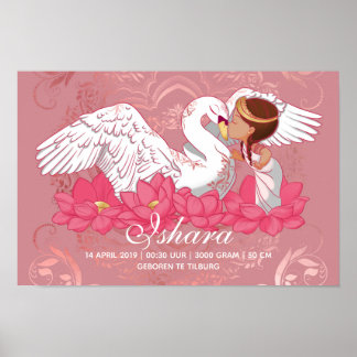 Niedlich Baby Girl Saraswati mit ihrem Weißen Schw Poster