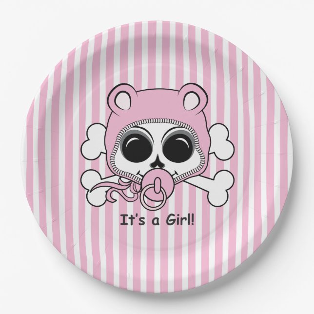 Niedlich Baby Girl Skull Pappteller (Vorderseite)