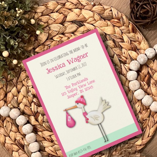 Niedlich Baby Girl Stork Inspirivity Dusche laden Einladung (Von Creator hochgeladen)