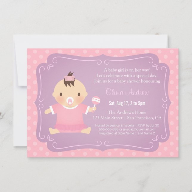 Niedlich Baby Girl Tutu Kinderdusche Einladungen (Vorderseite)