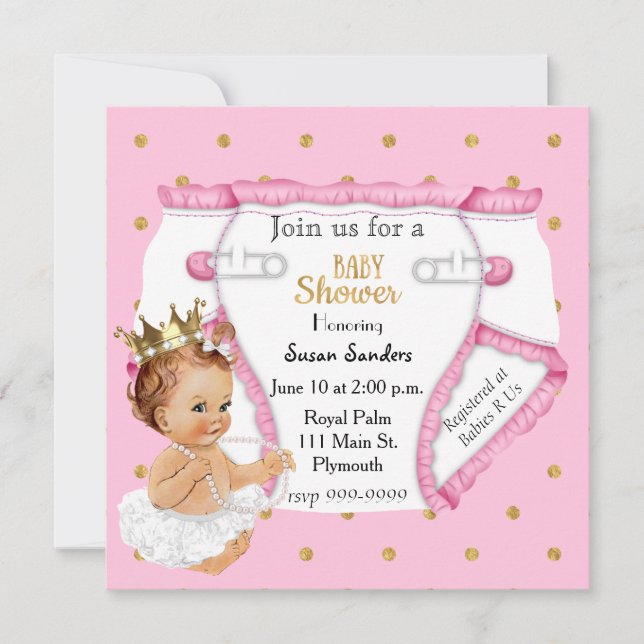 Niedlich Baby Girl's Baby Shower Einladung (Vorderseite)