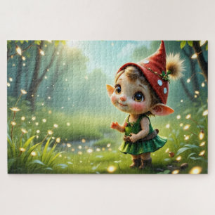 Niedlich Baby Gnome Chasing Fireflies
