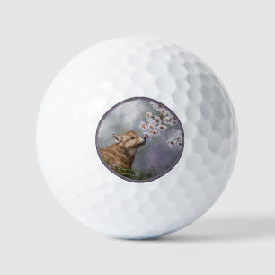 Niedlich Baby Gray Wolf Pup und Blume Golfball