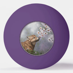 Niedlich Baby Gray Wolf Pup und Blume Tischtennisball