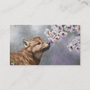 Niedlich Baby Gray Wolf Pup und Blume Visitenkarte