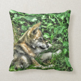 Niedlich Baby Gray Wolf Pup Wildlife Foto Kissen