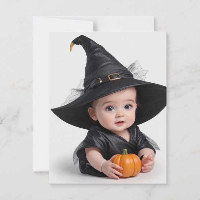 Niedlich Baby Hexe Feiertagskarte (Vorderseite)