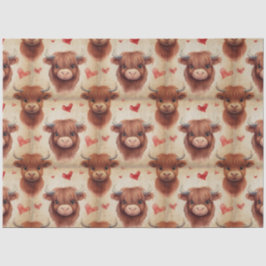 Niedlich Baby Highland Cow Valentine Herzmuster Seidenpapier