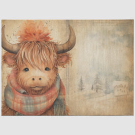 Niedlich Baby Highland Kuh Winter Weihnachten Seidenpapier