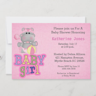Niedlich Baby Hippo Babydusche Einladung