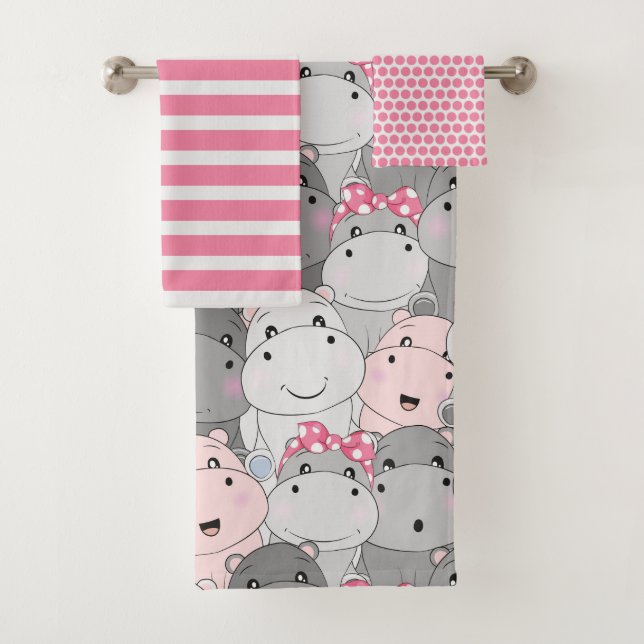 Niedlich Baby Hippo Bad Handtuch Set (Insitu)